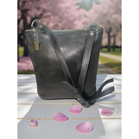VTG Coach Chelsea Slim Crossbody 9457 Dark Gray Leather Nickel Swing Pac Y2K USA - Picture 1 of 9